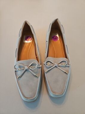 Dolce Vita Powder Grey Faux Suede Bow Slip On Loafers Tassle New No Box 8.5